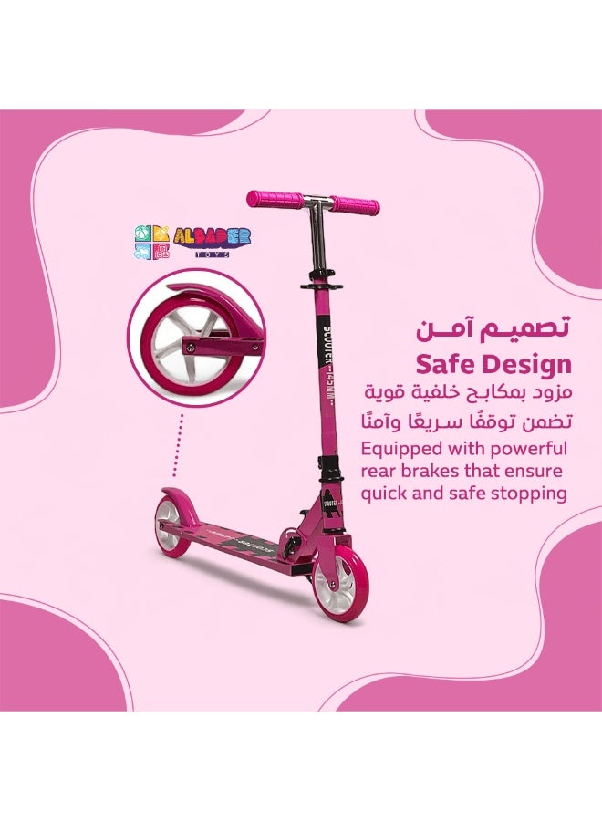AL BADER Kick Scooters for Kids, 3 Adjustable Height Foldable Scooter, With 2 Pu Large Diameter Silent Wheels and Anti-Slip Deck, Suitable for Boys and Girls Aged 5 to 14 and Up To 100kg, Pink - Image 3
